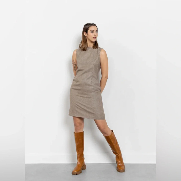 Vintage Laura Ashley Houndstooth Wool Sheath Mini Dress career office twee - Picture 1 of 10